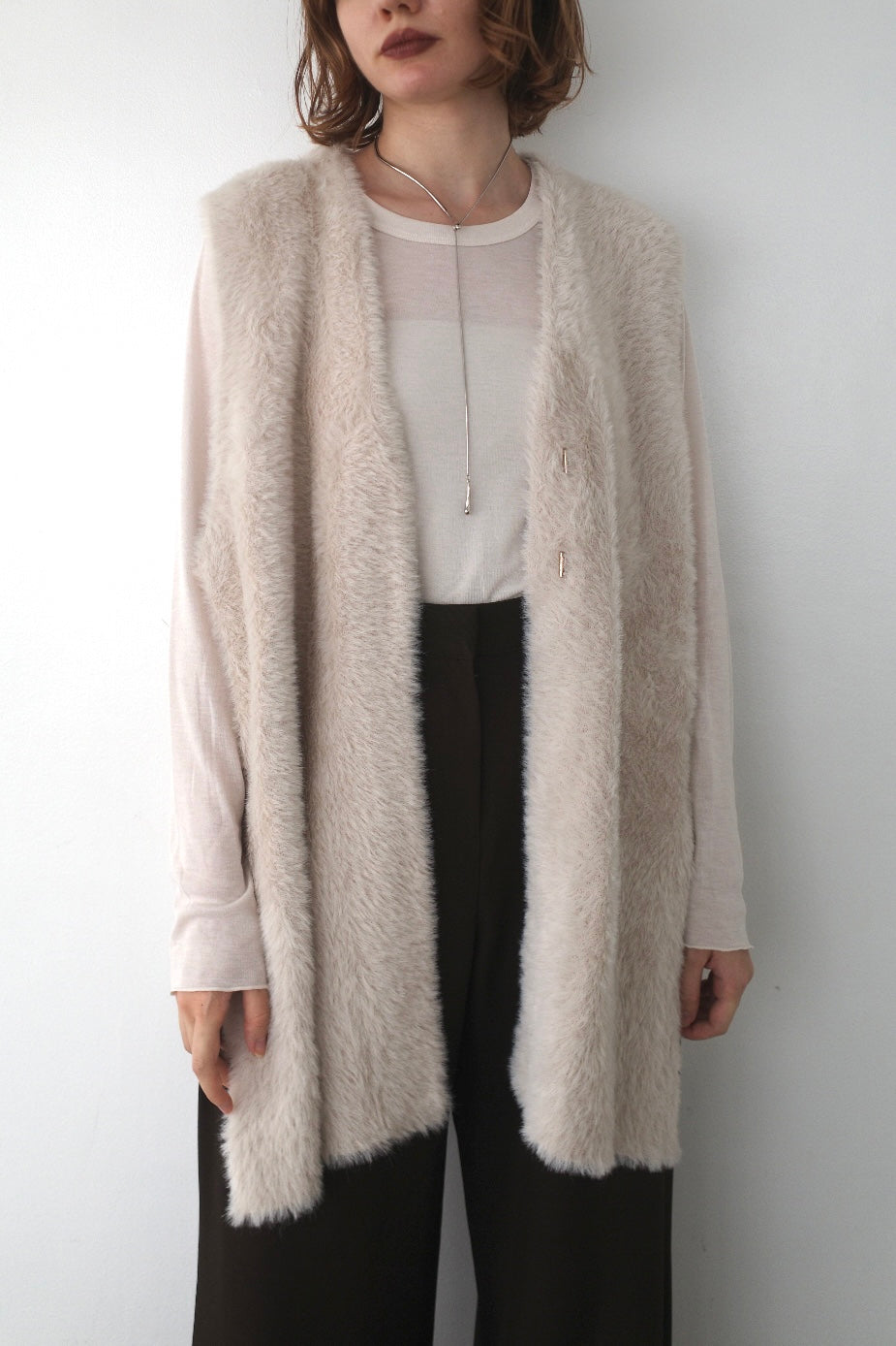 Double face shaggy gilet