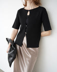 Front button half sleeve top