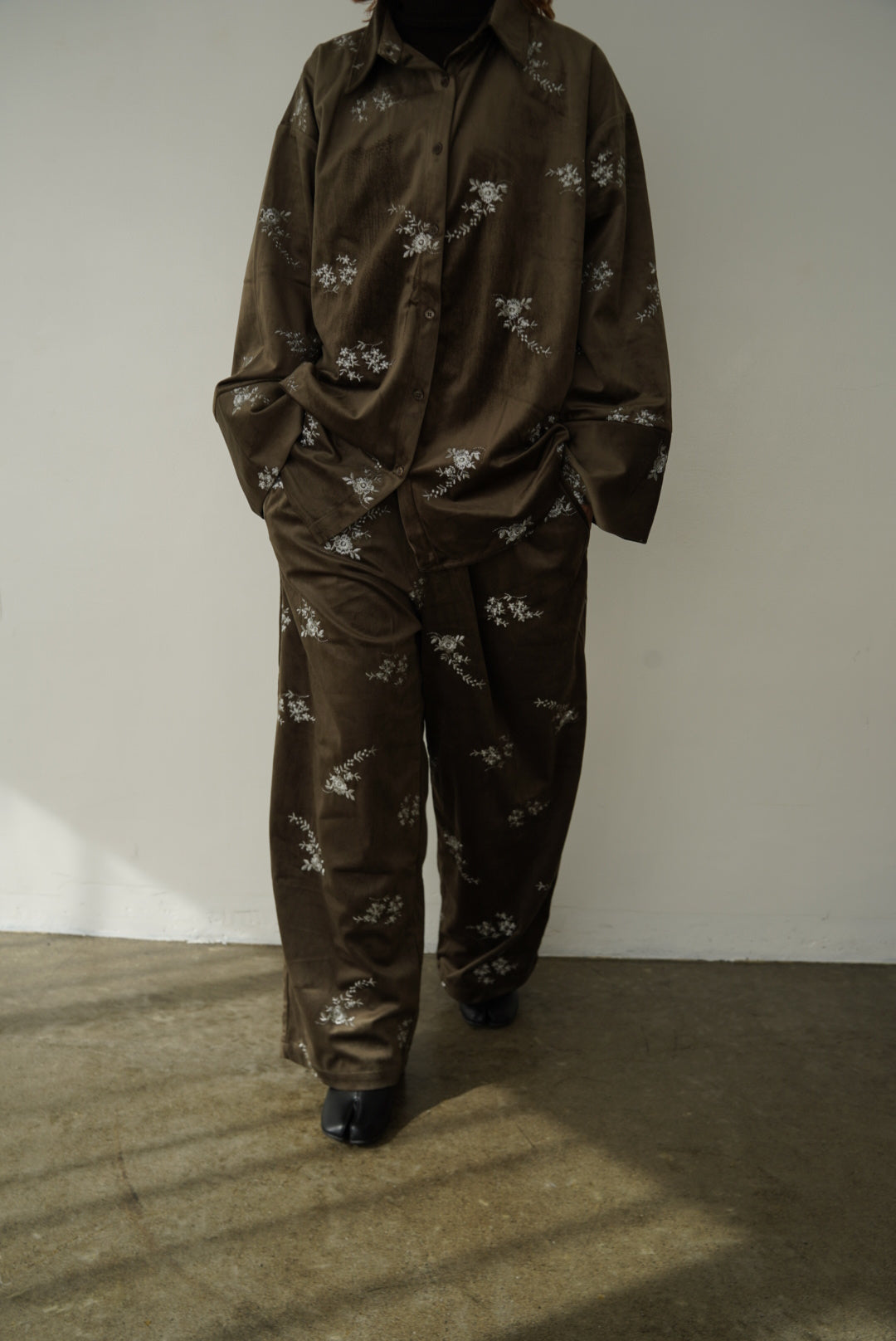 Velours flower pattern Pants
