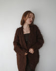 Shaggy mohair long cardigan