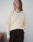 【予約販売】-10月下旬発送-Deep Vneck layered knit SET