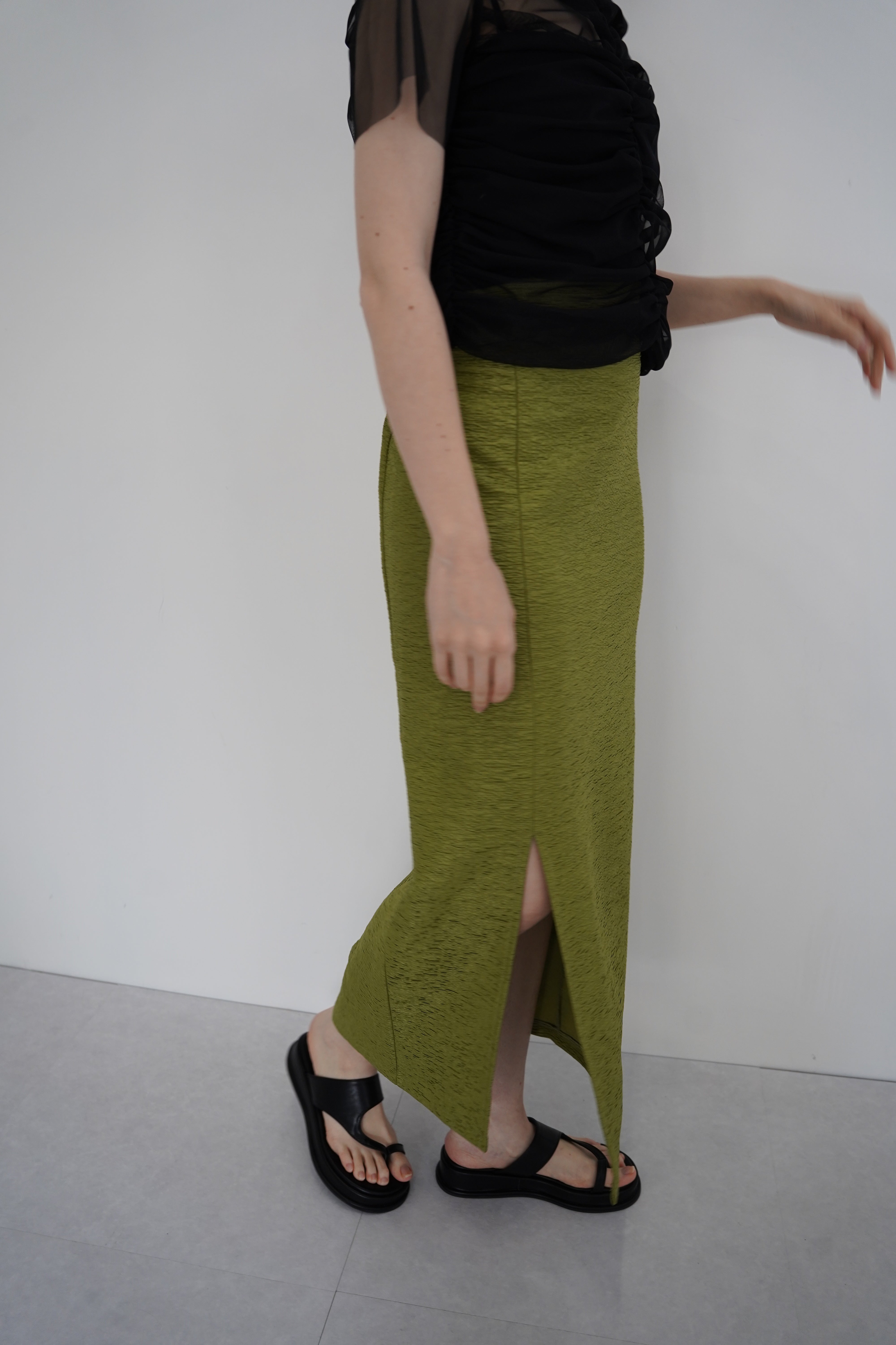 Jacquard slit skirt