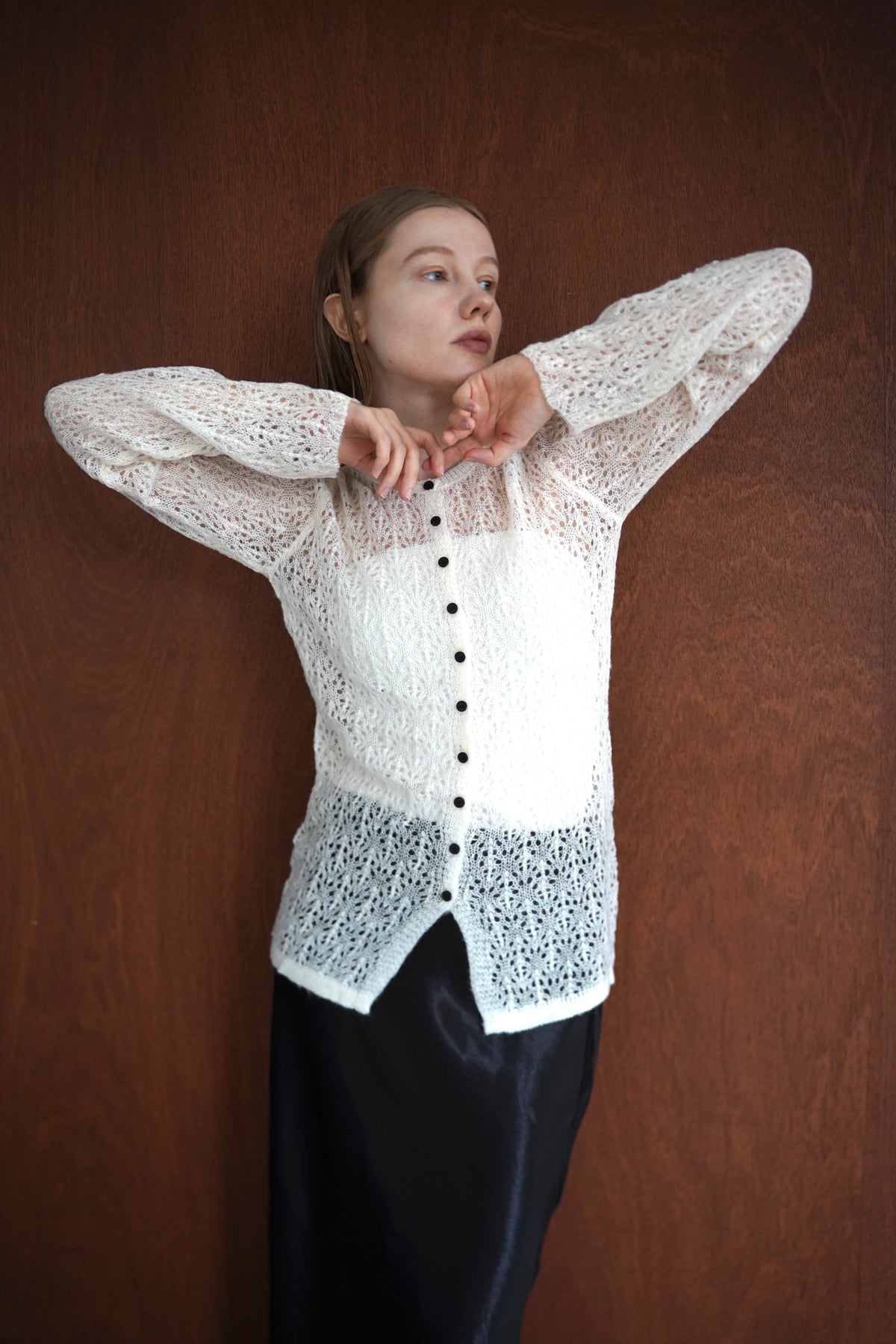 Mohair Touch Openwork Cardigan