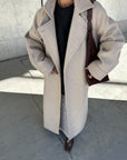 Stand neck Raglan sleeve long coat