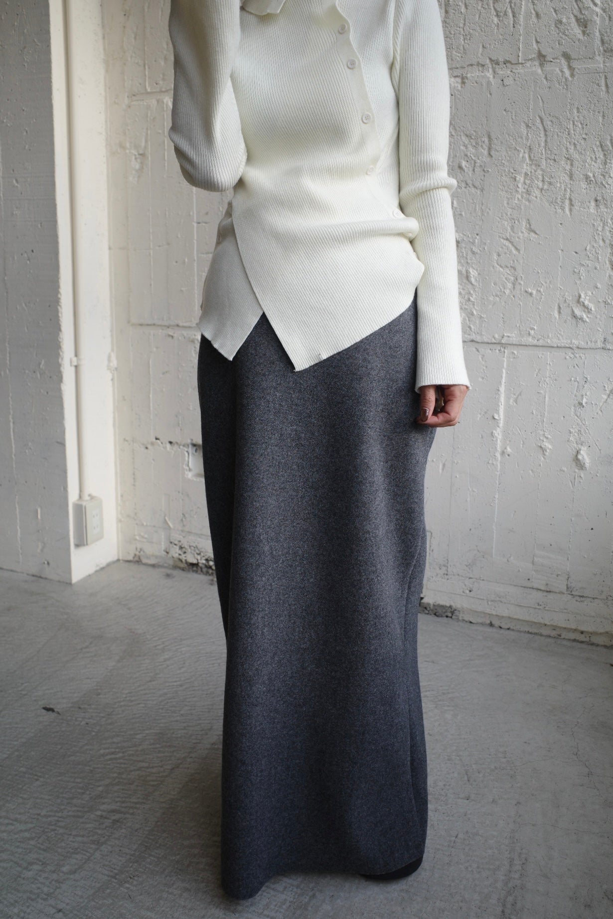 Wool soft long skirt