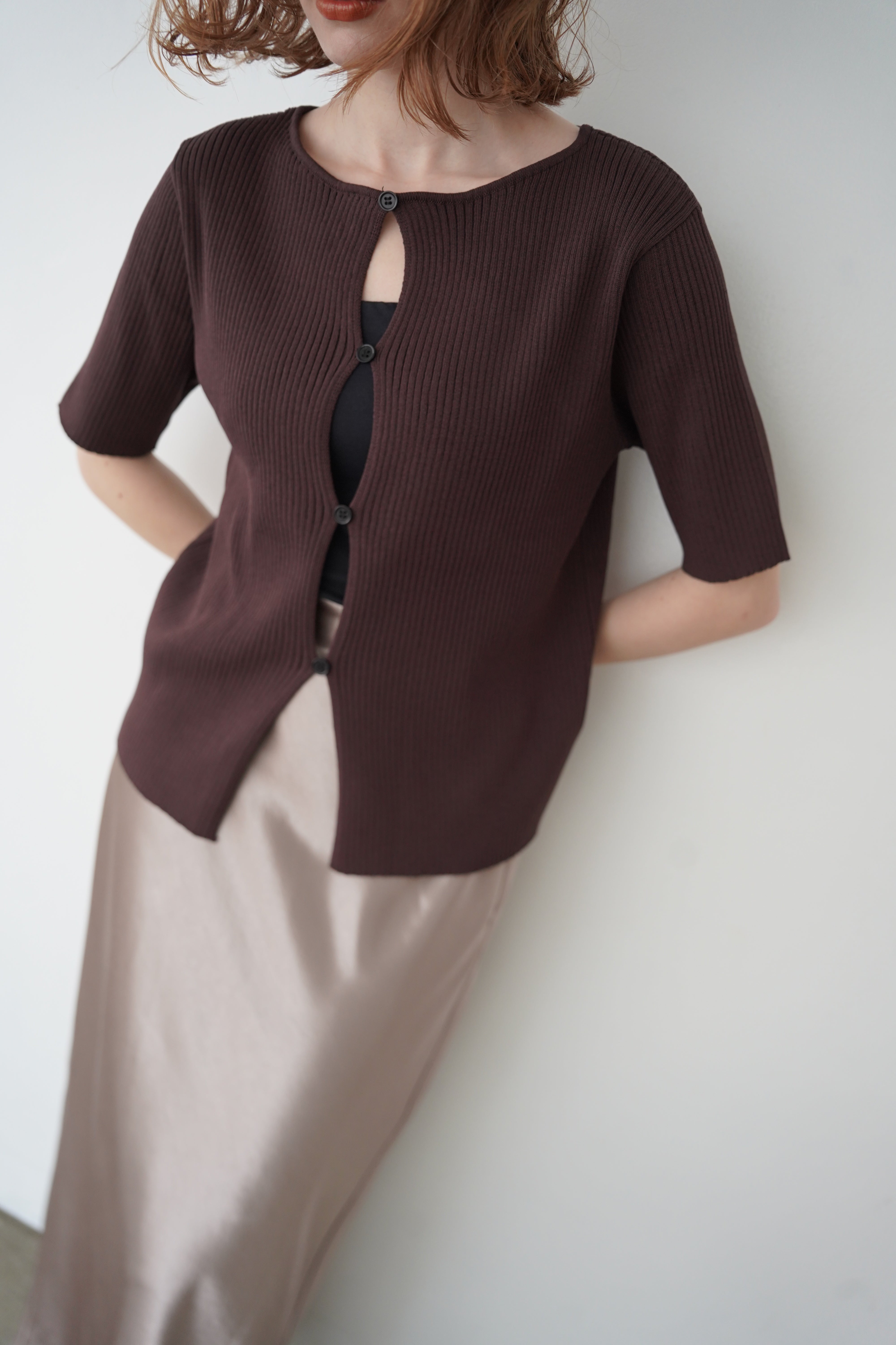 Front button half sleeve top