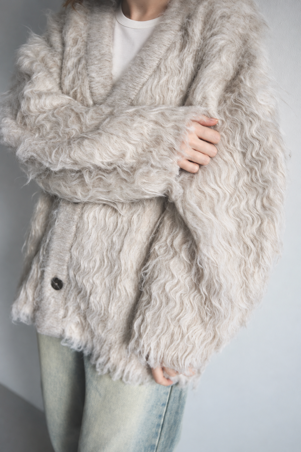 Shaggy mohair cardigan