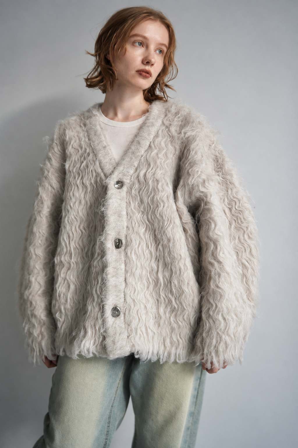 Shaggy mohair cardigan