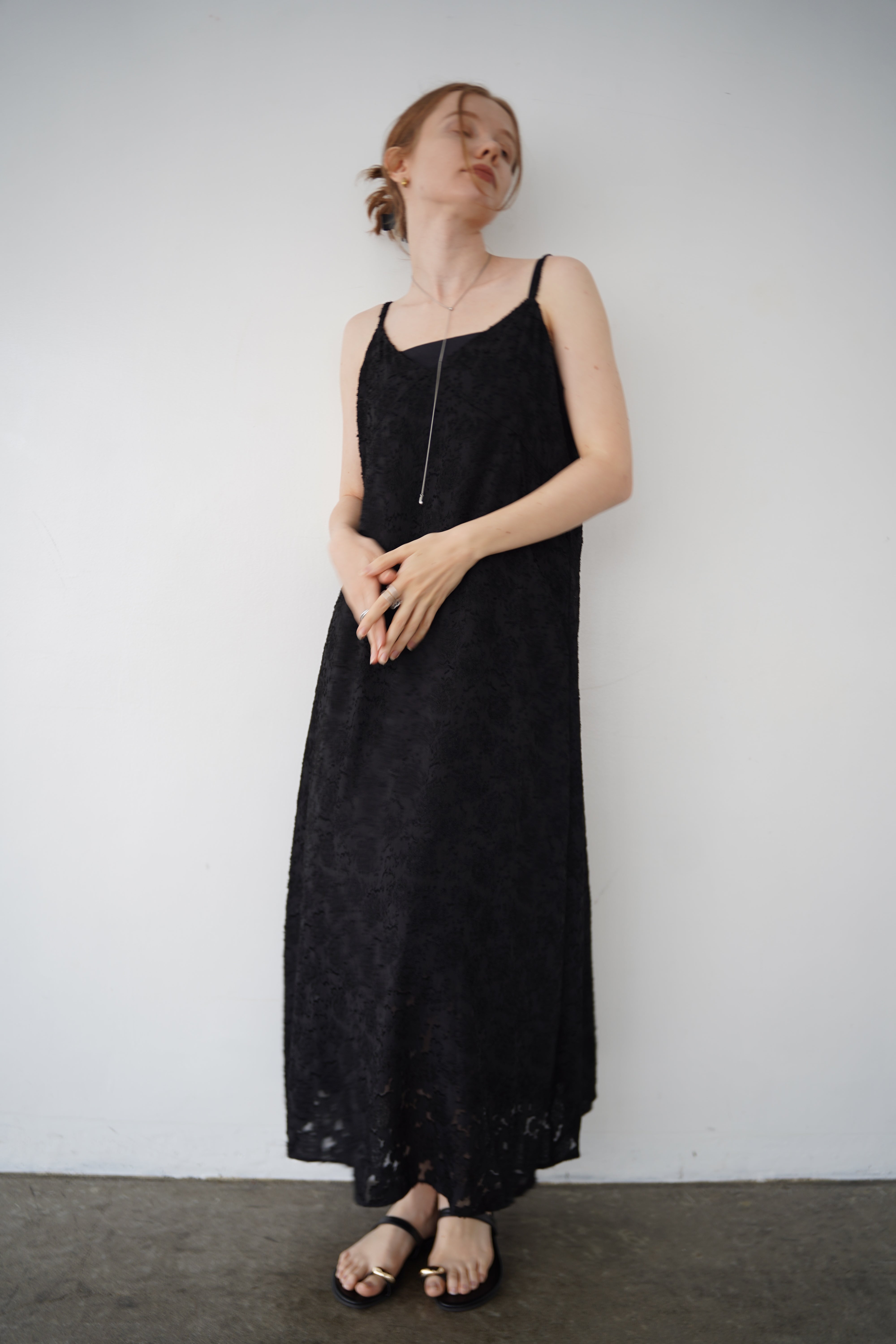 Jacquard camisole one-piece