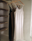 Race satin camisole one-piece