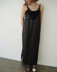 Race satin camisole one-piece