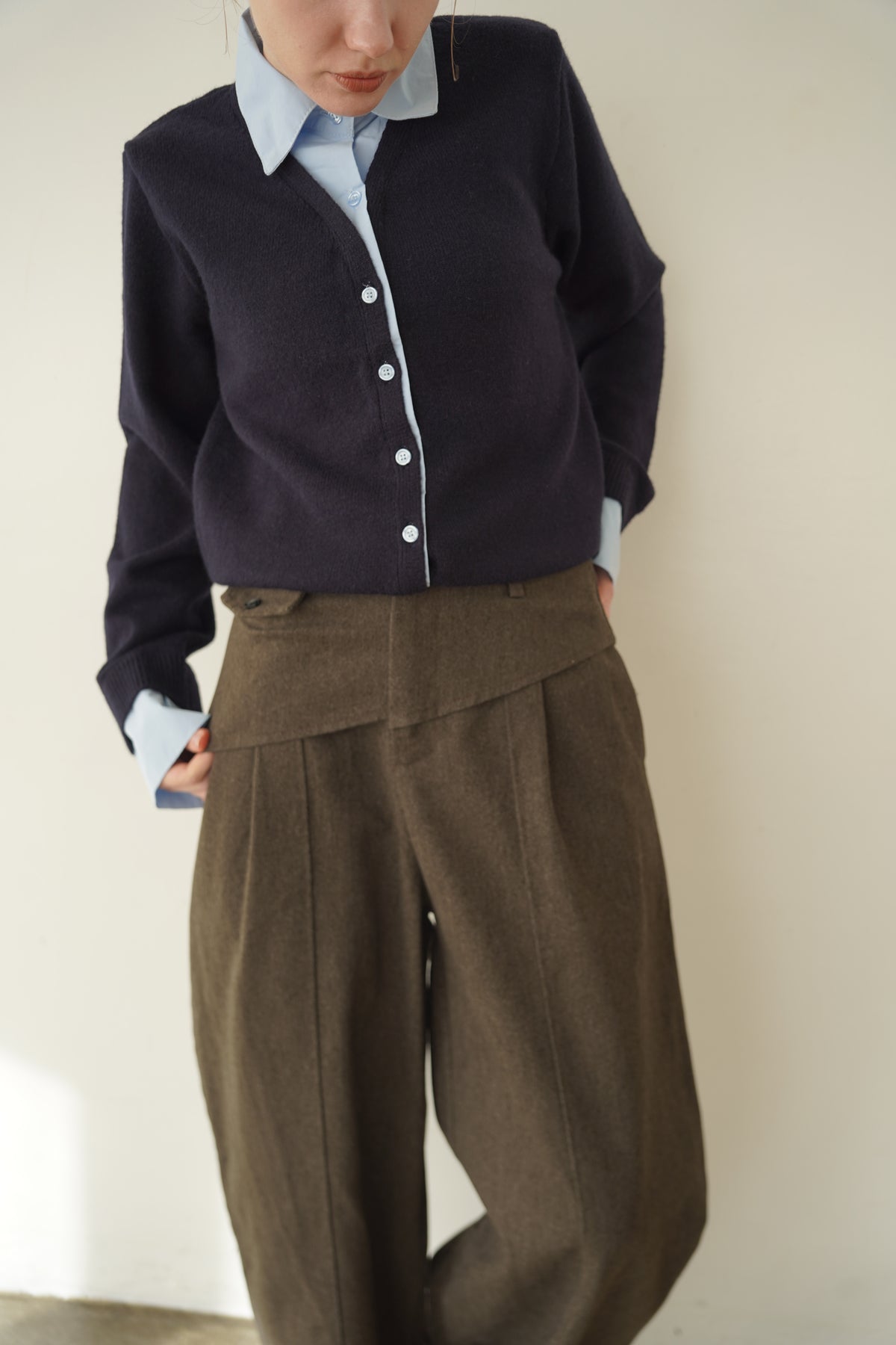 Shirt docking knit cardigan