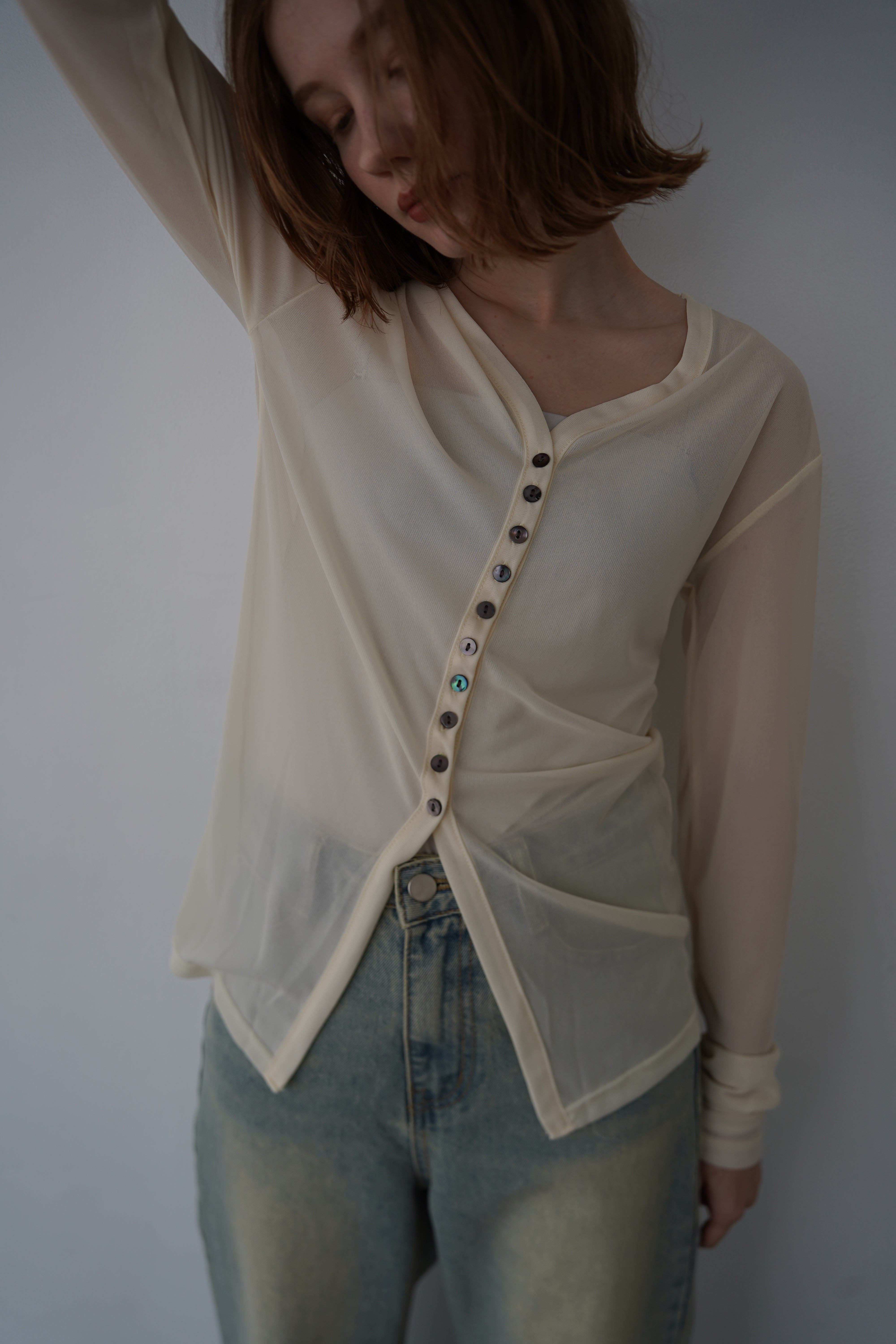 Sheer bustier cardigan