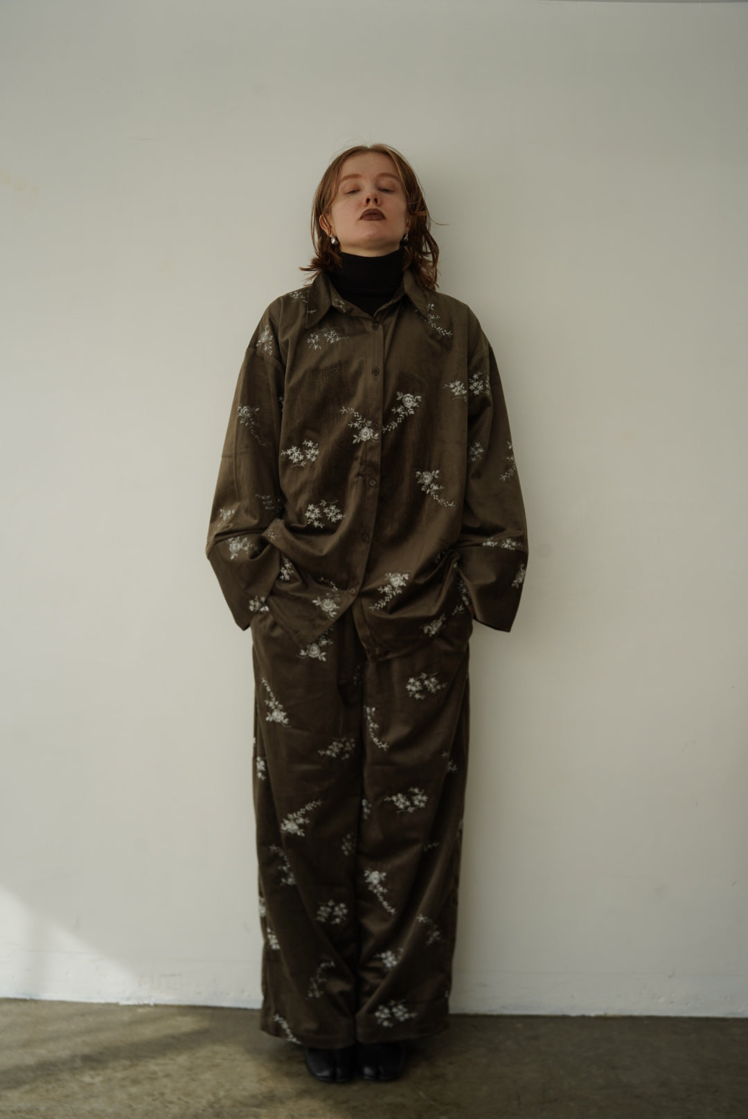 Velours flower pattern Pants