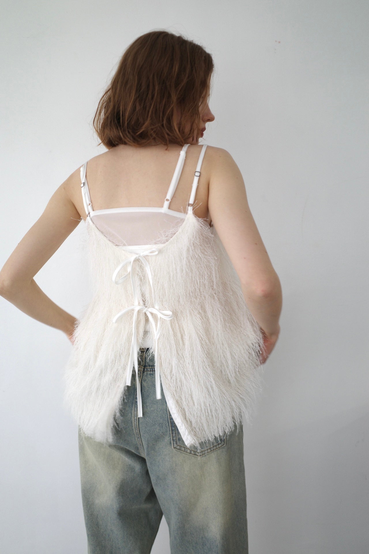 Front ribbon shaggy top