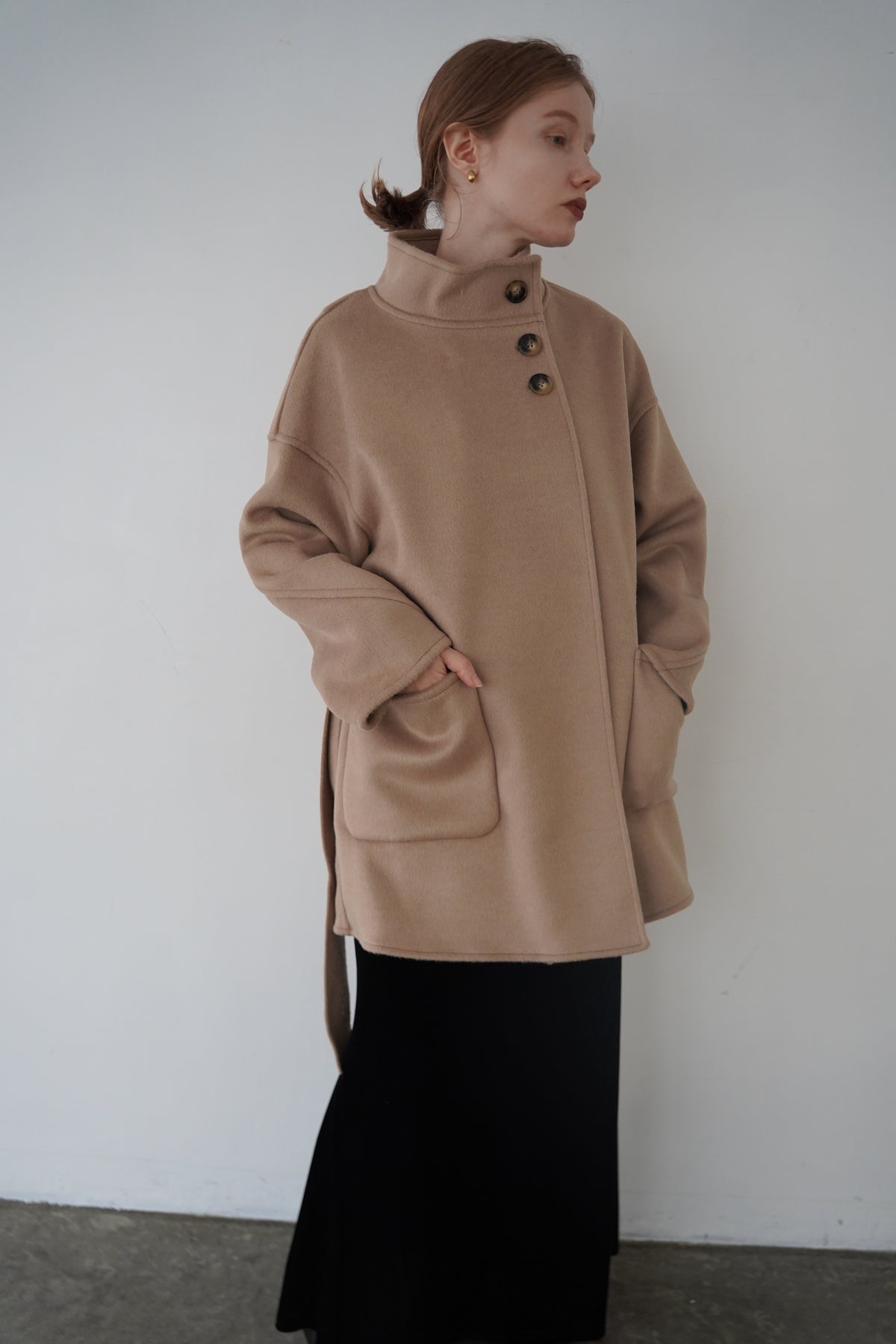 【予約販売】11月中旬発送-Back button stand shaggy coat