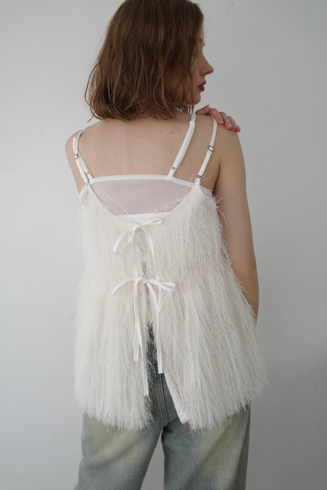 Front ribbon shaggy top