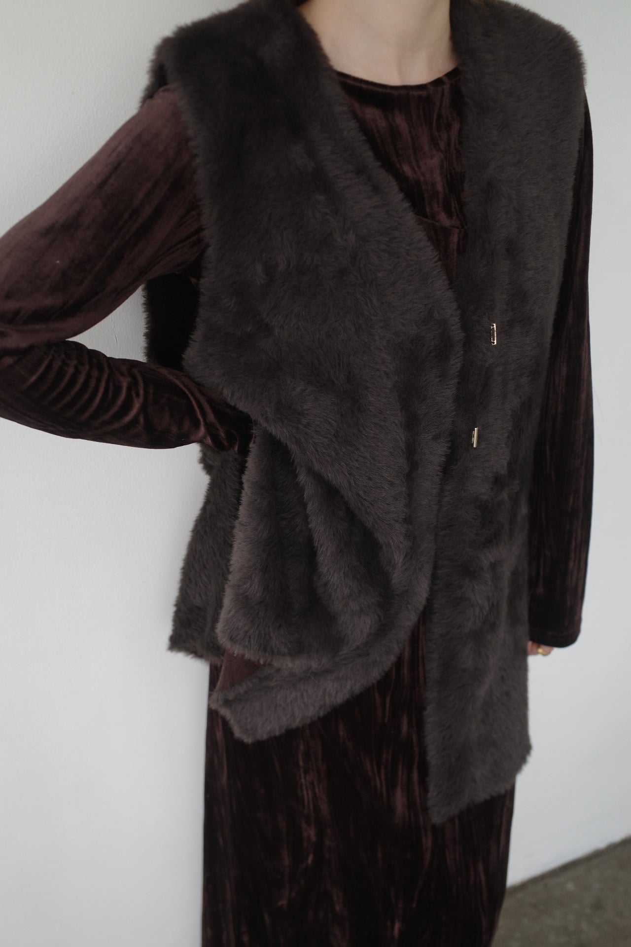 Double face shaggy gilet