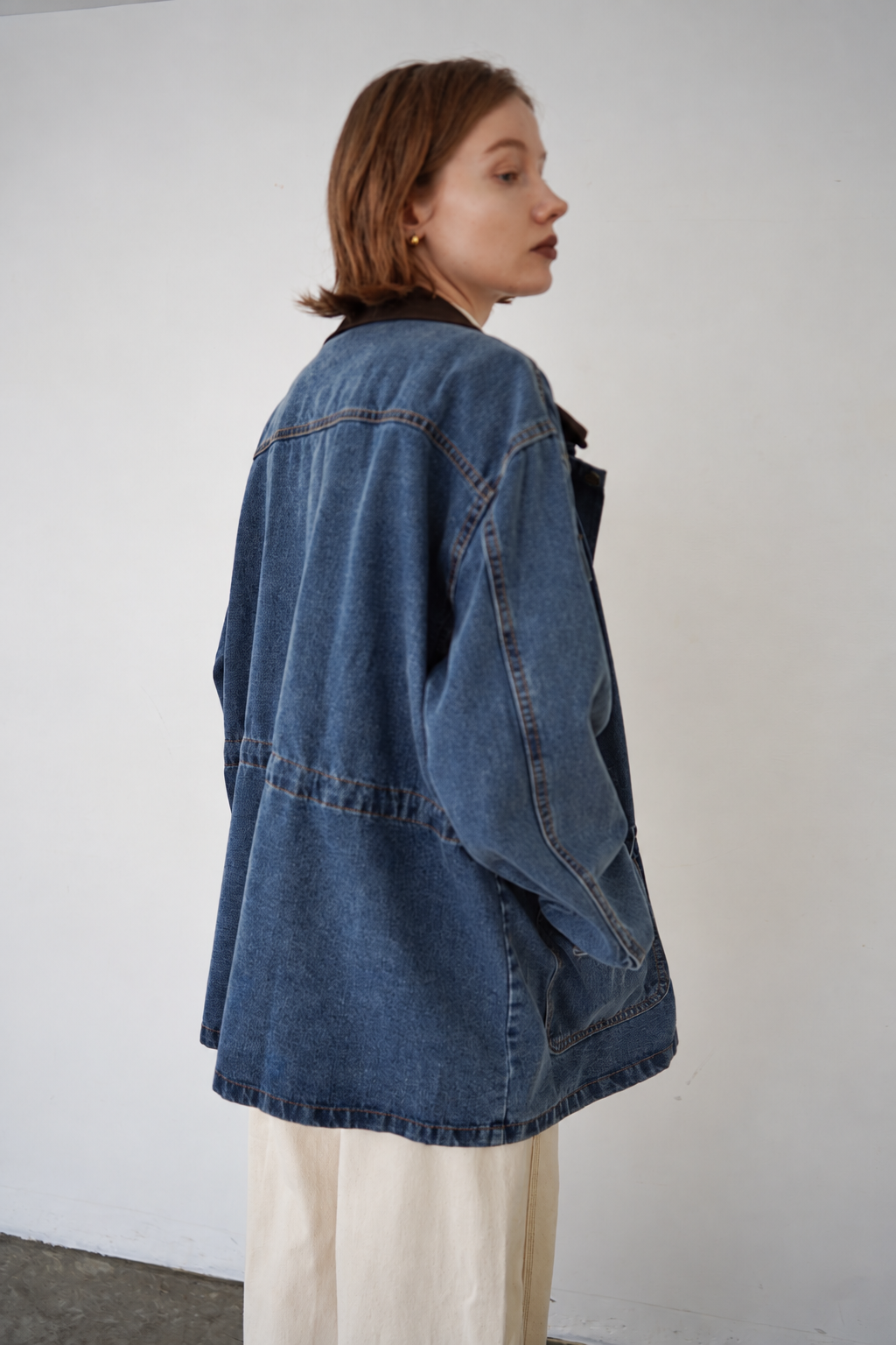 Corduroy Collar Two-Tone Jacket