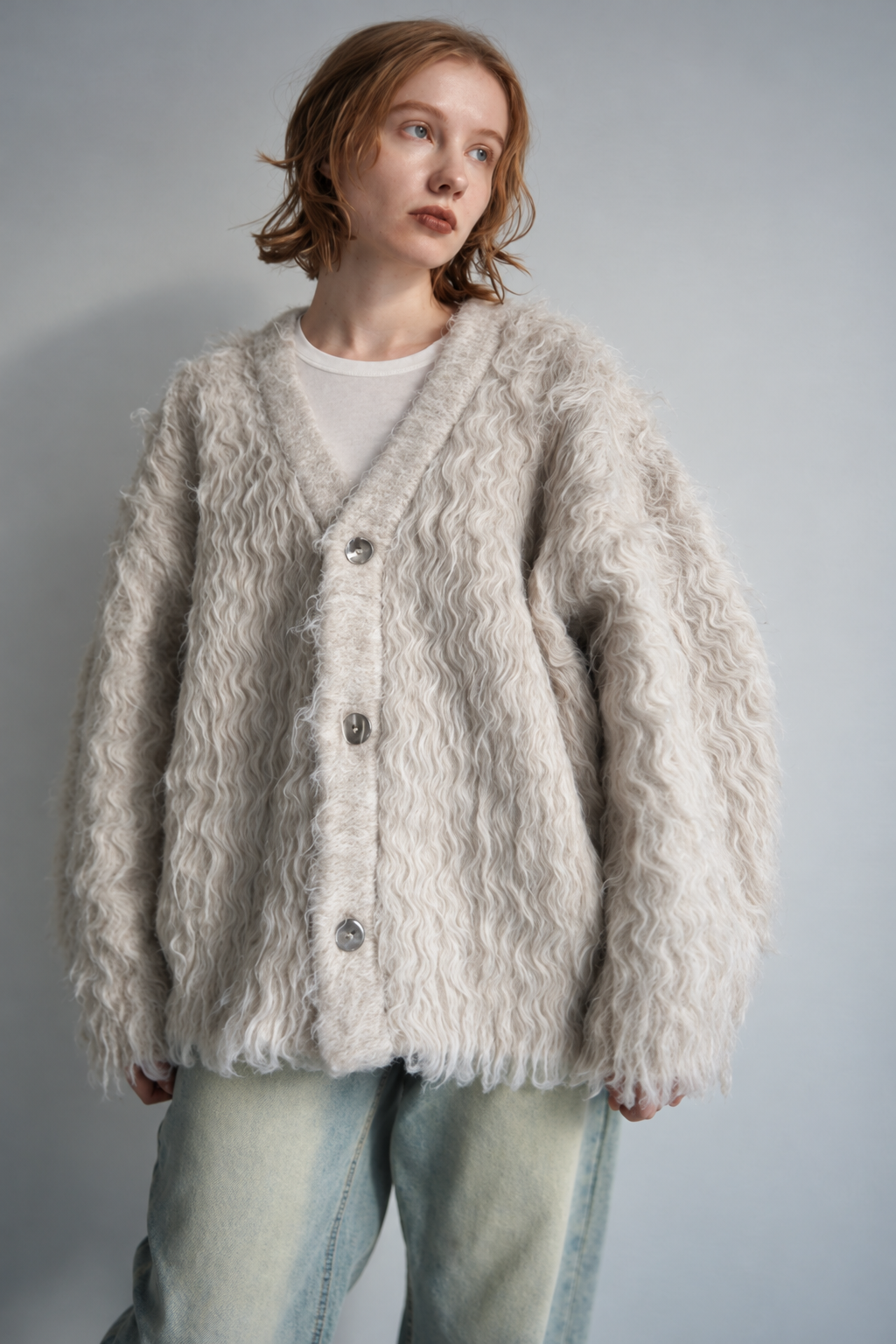 Shaggy mohair cardigan