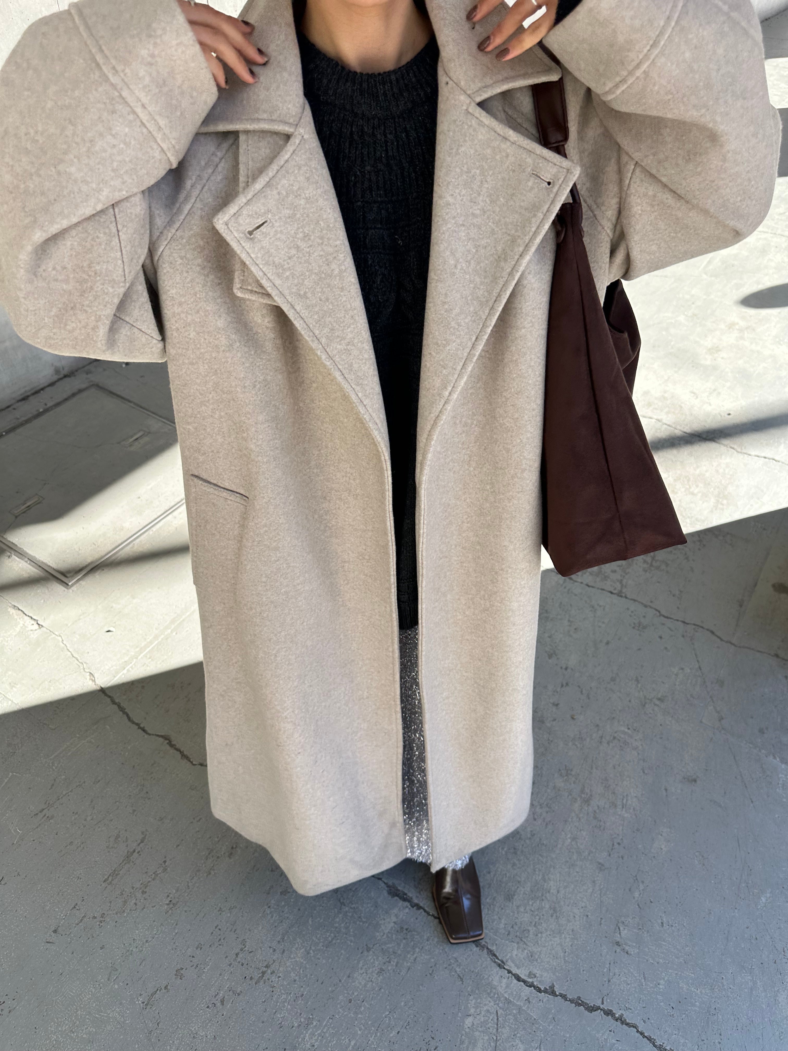 Stand neck Raglan sleeve long coat