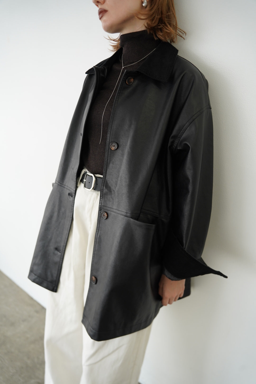 Collar corduroy leather JK