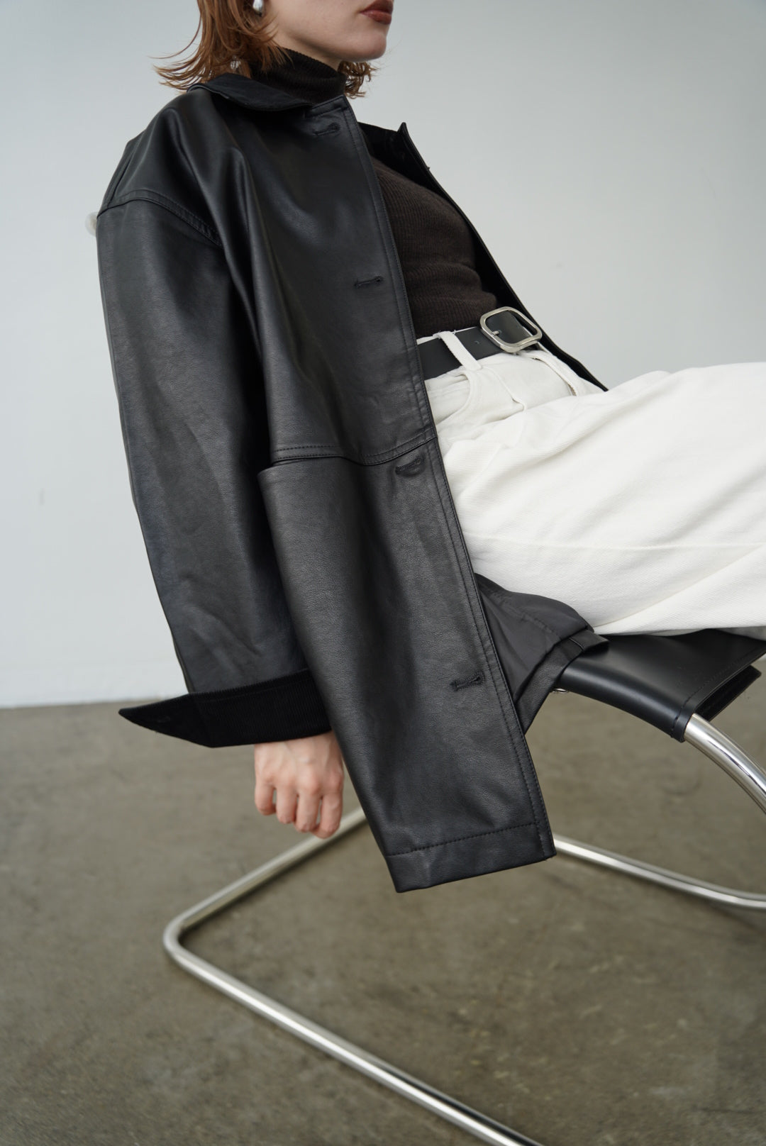 Collar corduroy leather JK