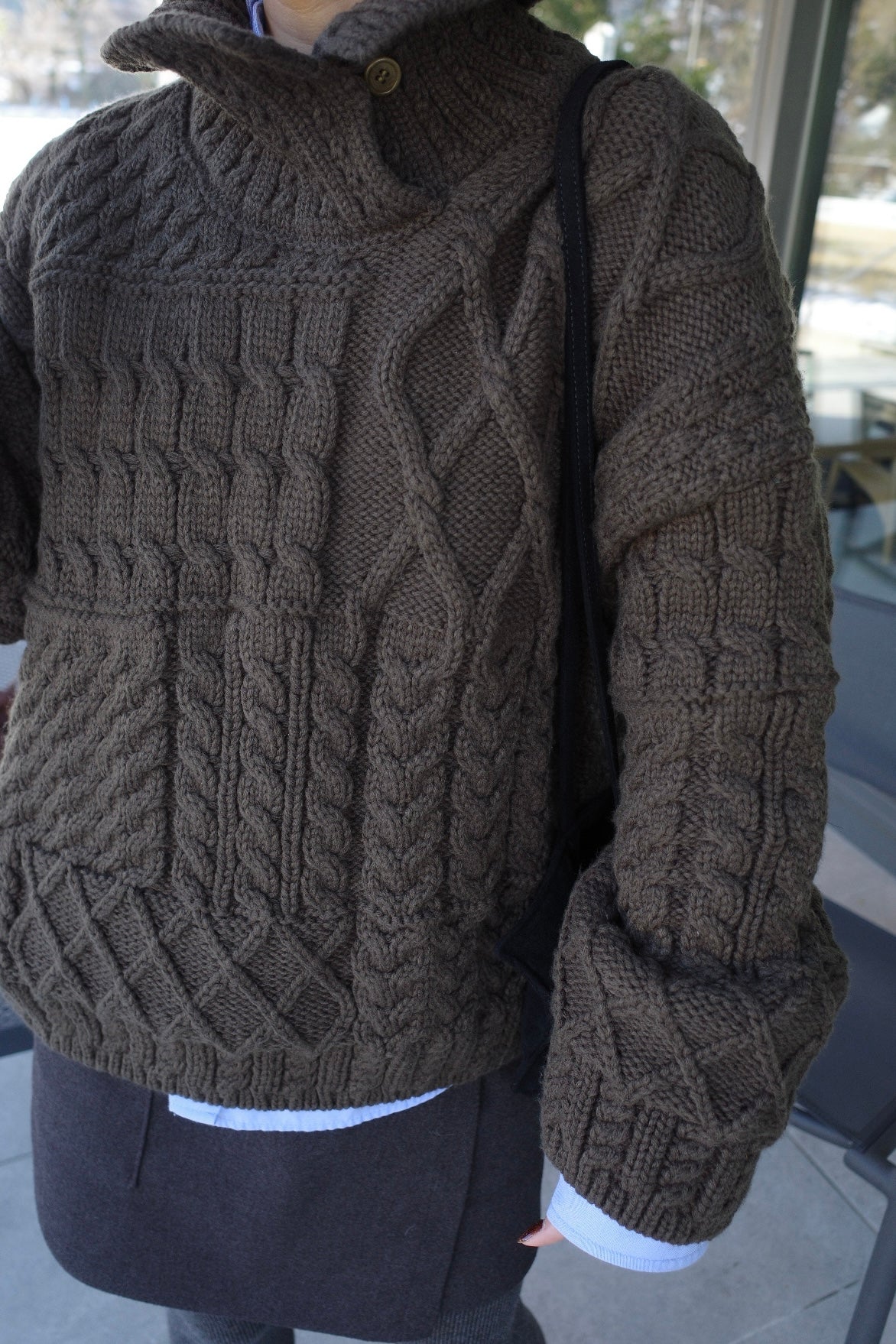 Asymmetric cable knit