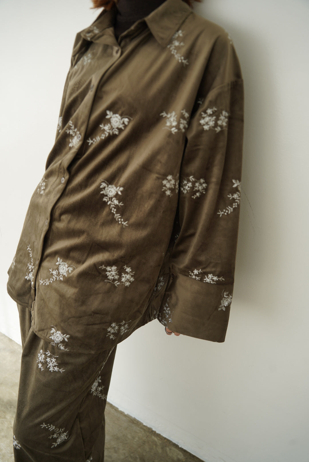 Velours flower pattern Shirt