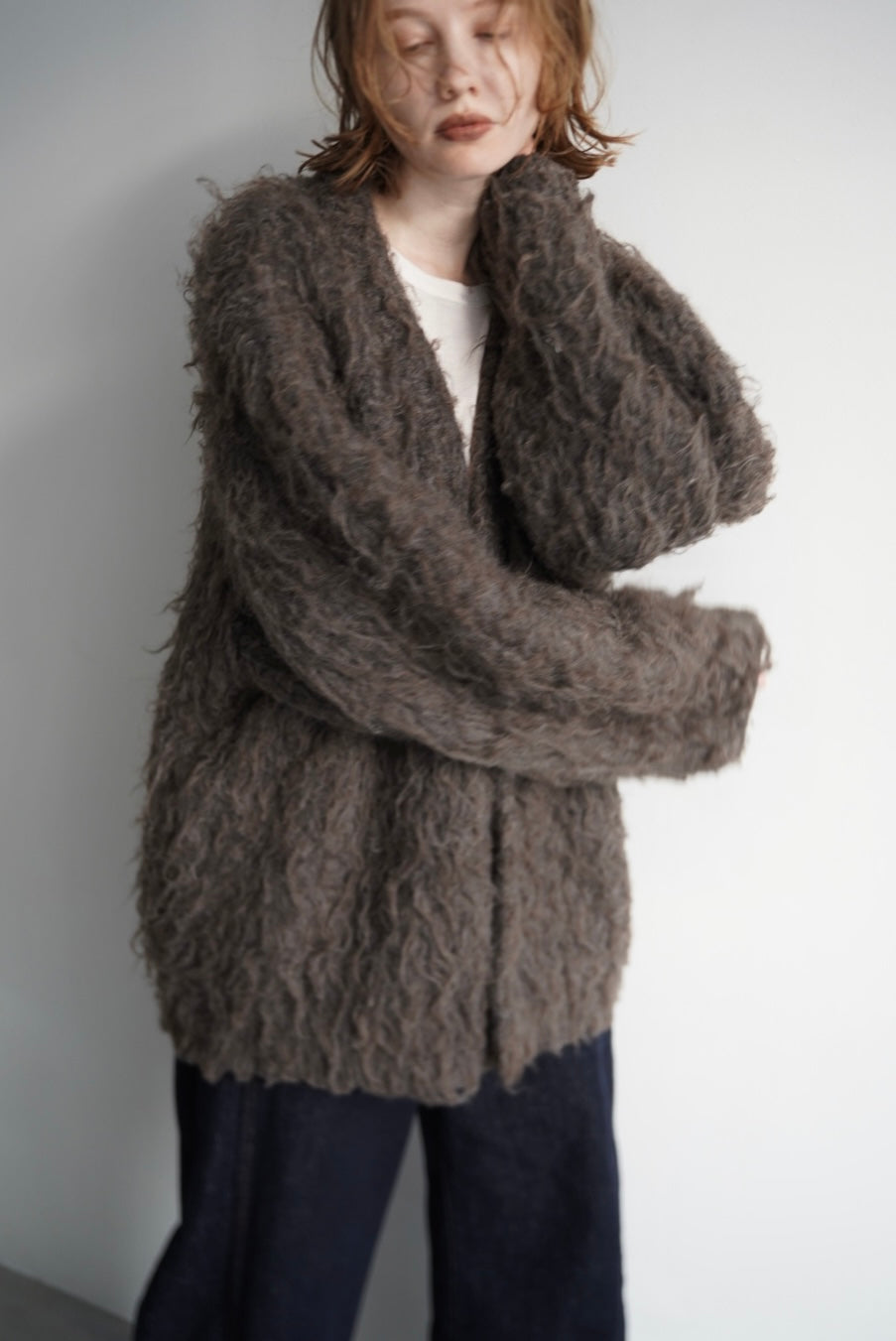 Shaggy mohair cardigan