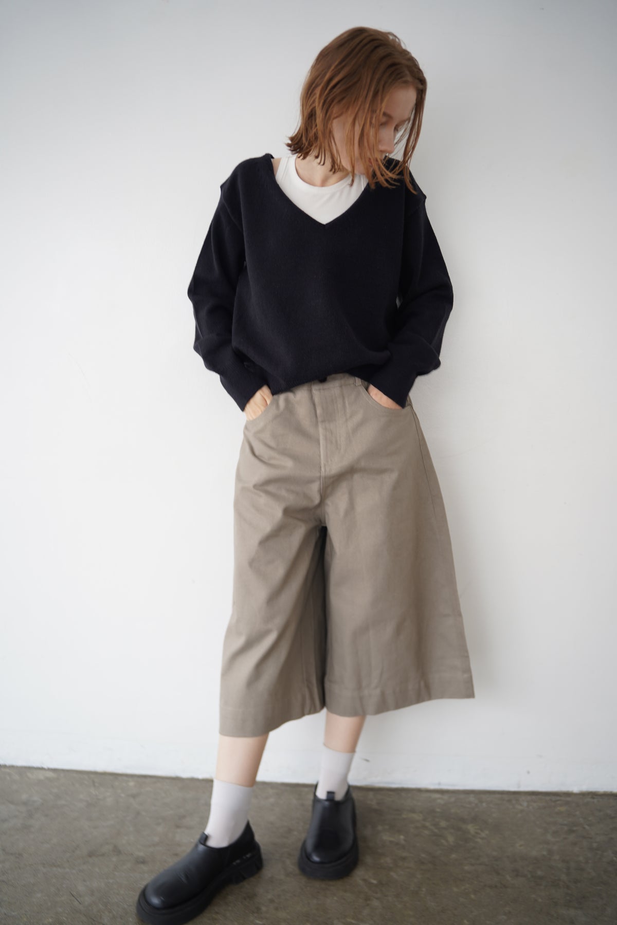 【予約販売】-10月下旬発送-Deep Vneck layered knit SET