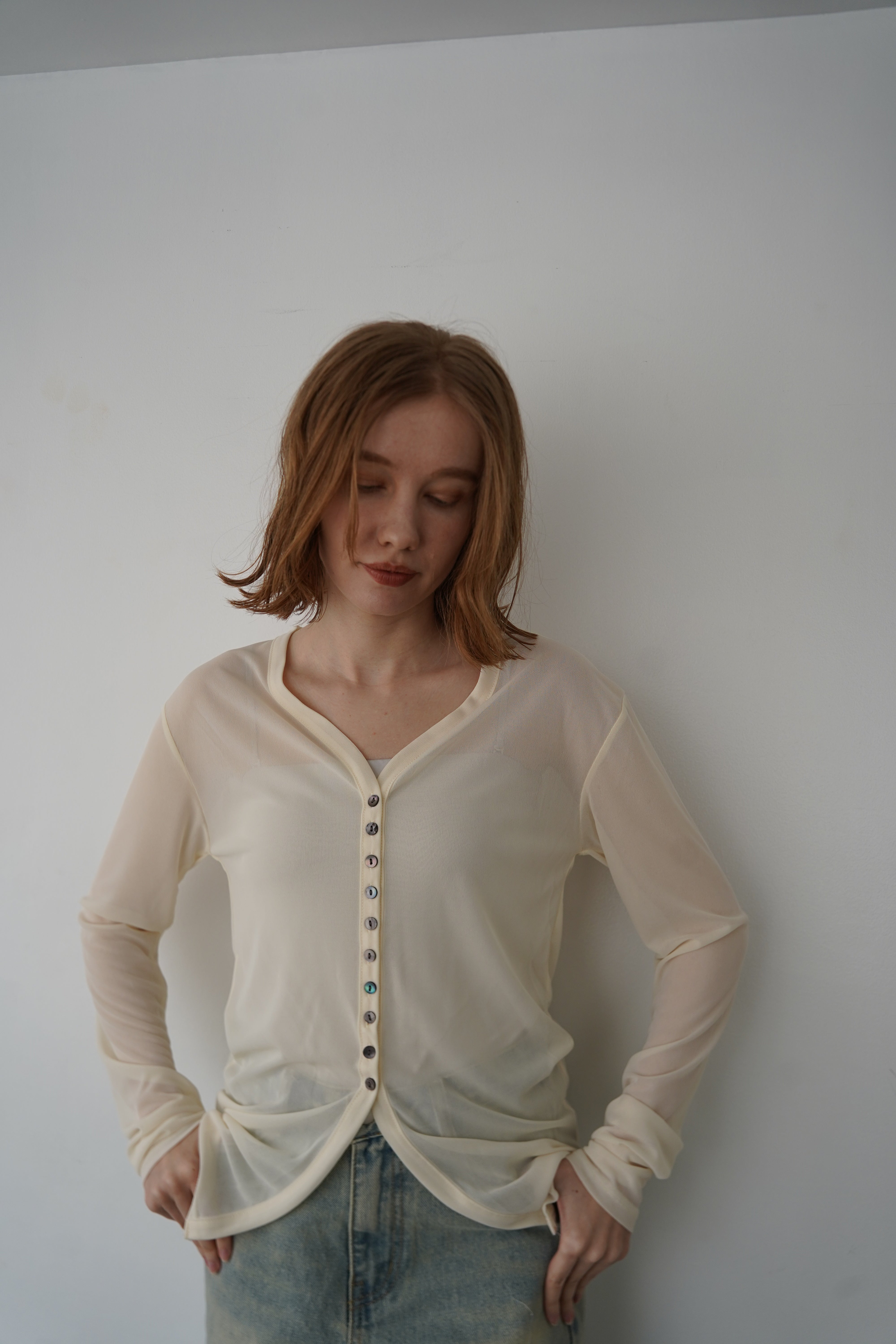 Sheer bustier cardigan