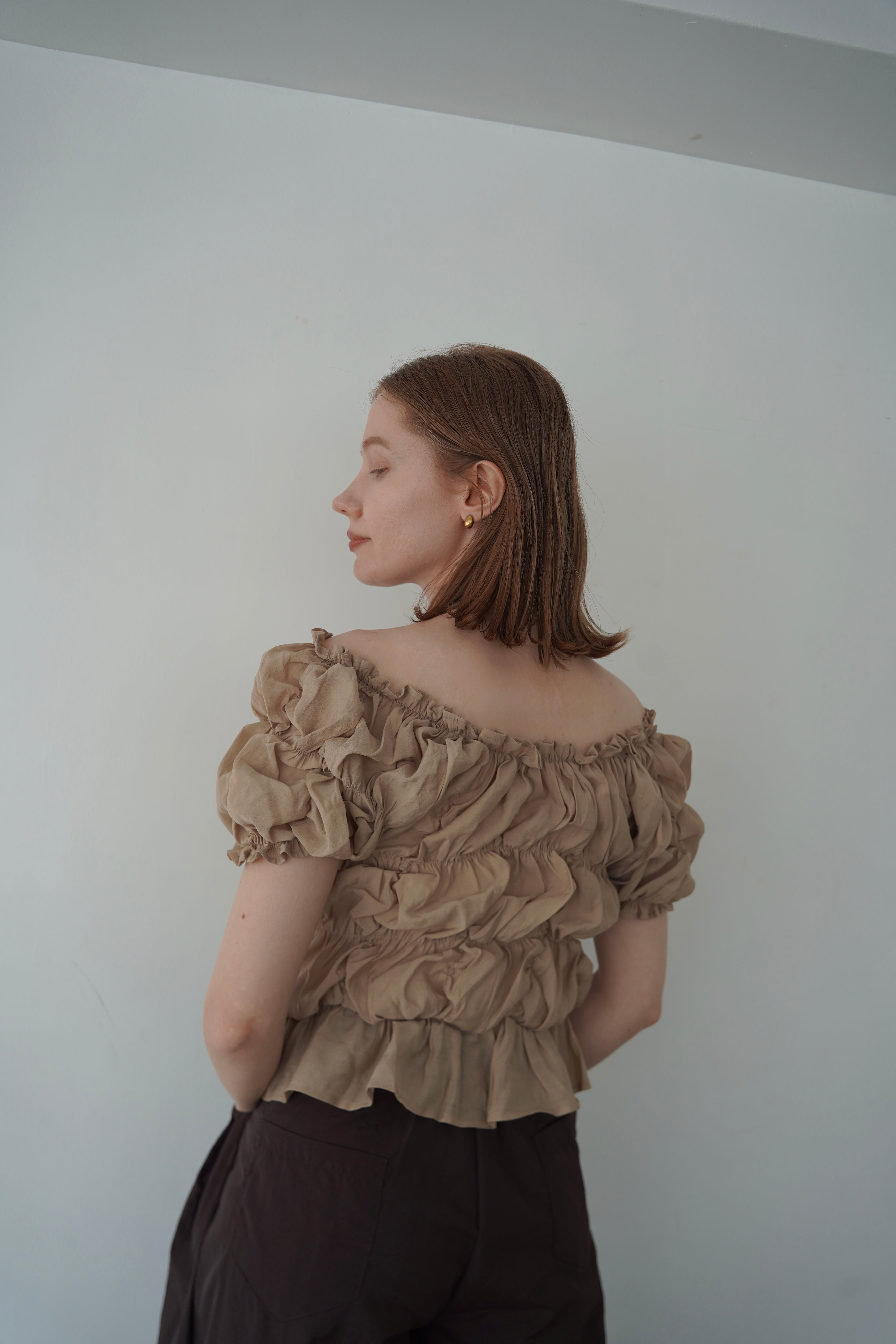 Shirring  puff volume tops