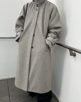 Fabric stand collar long coat