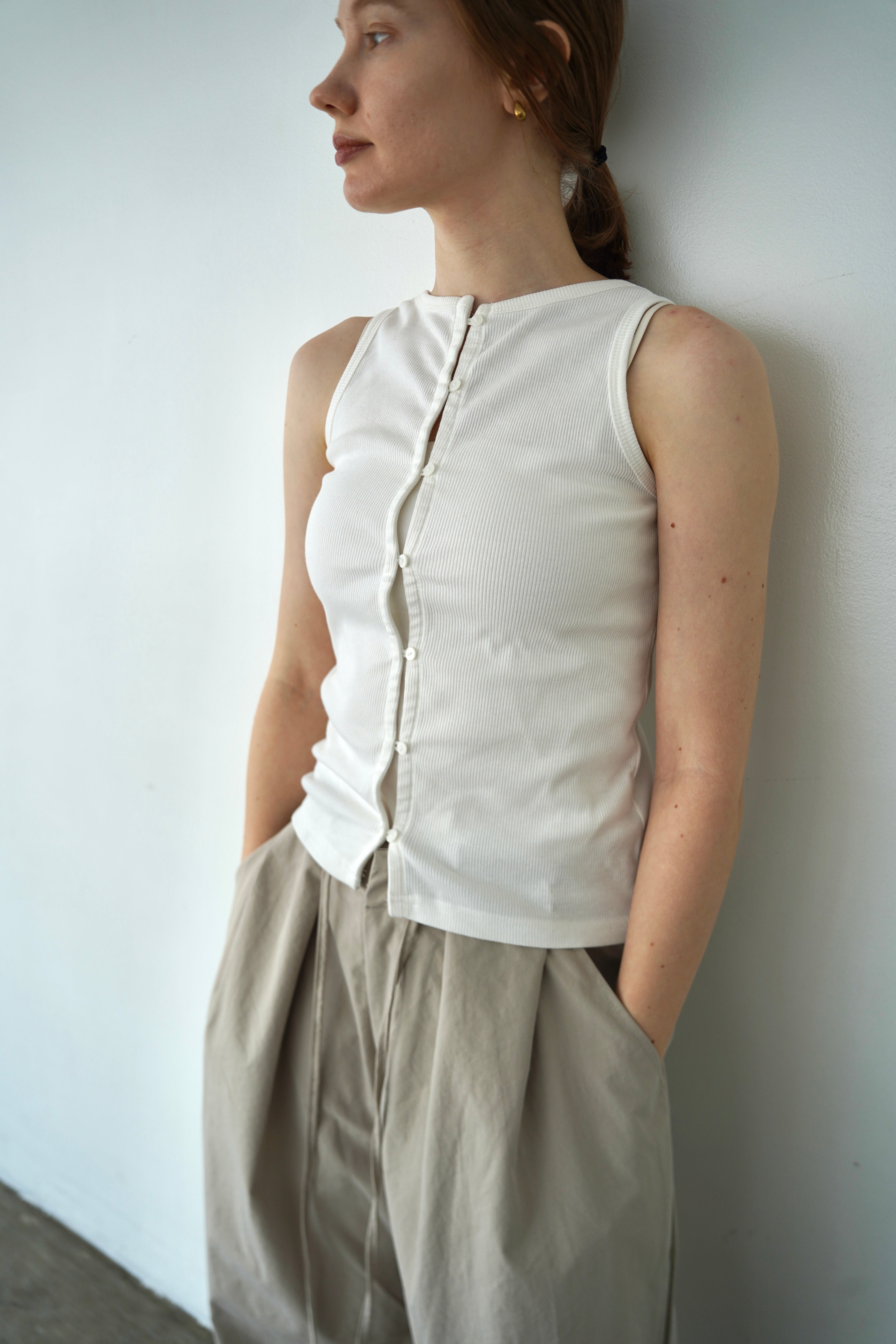 2WAY button tank top