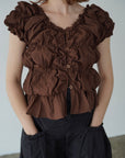 Shirring  puff volume tops