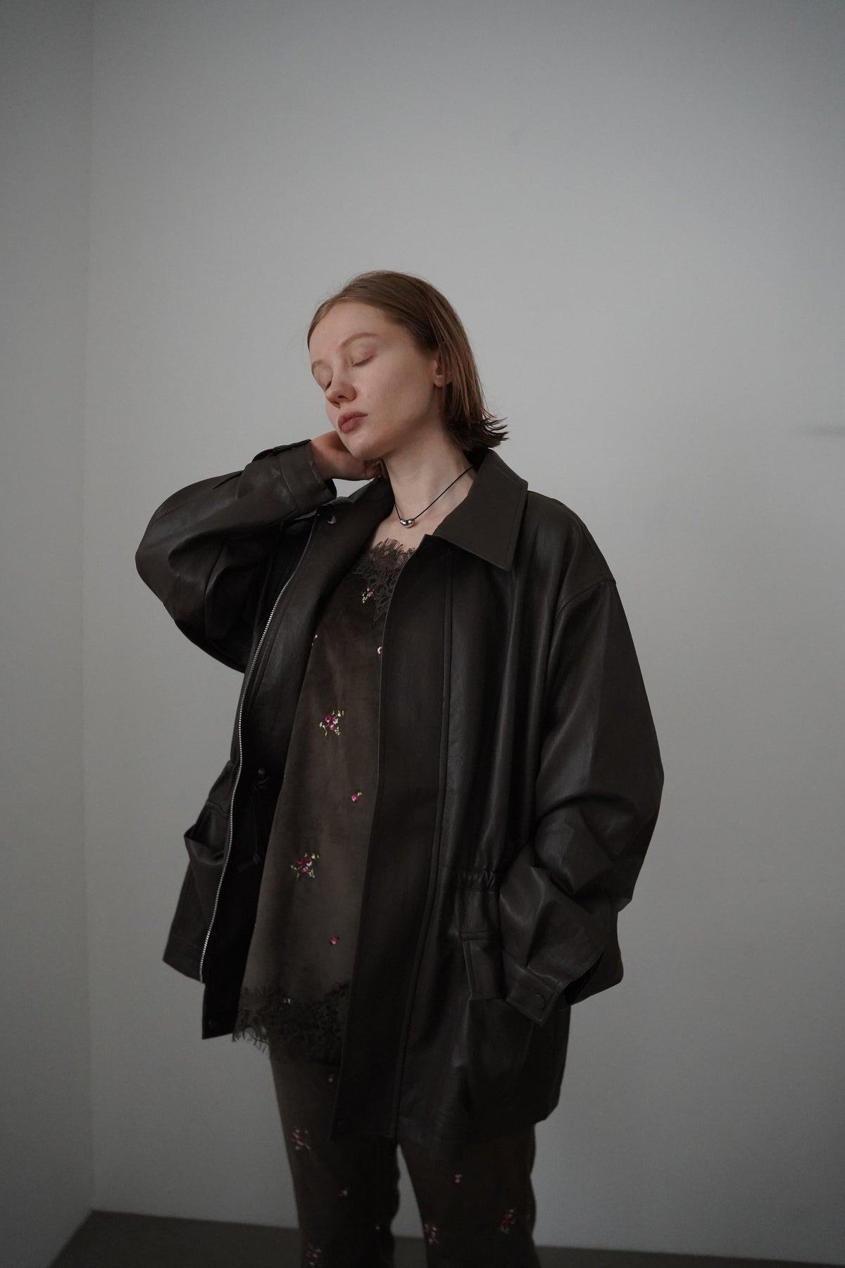String leather jacket