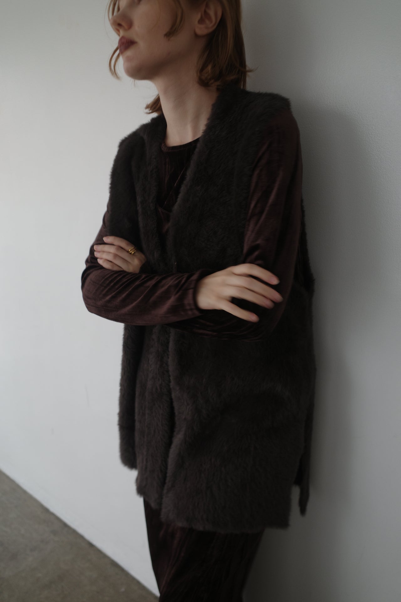 Double face shaggy gilet