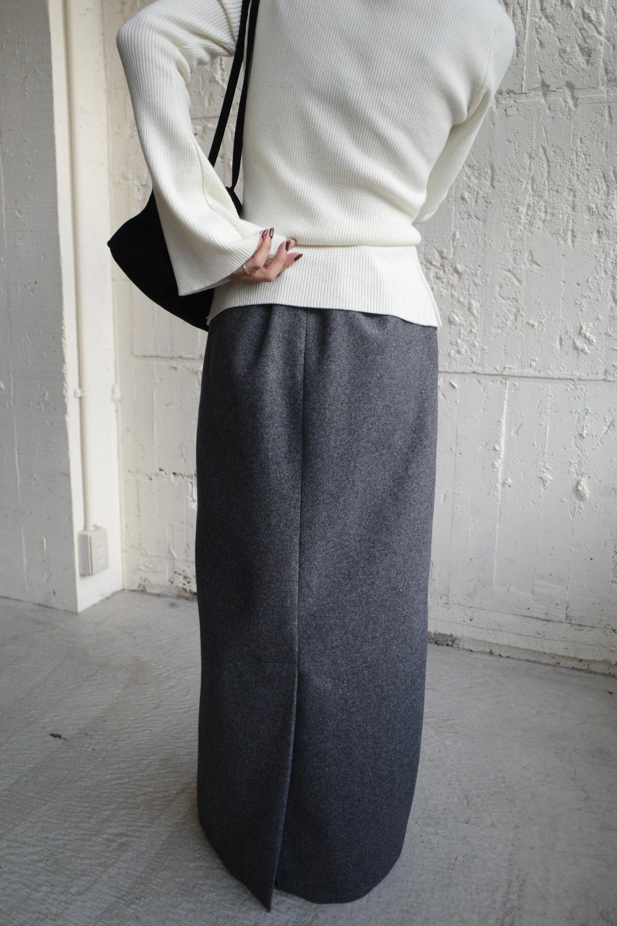 Wool soft long skirt