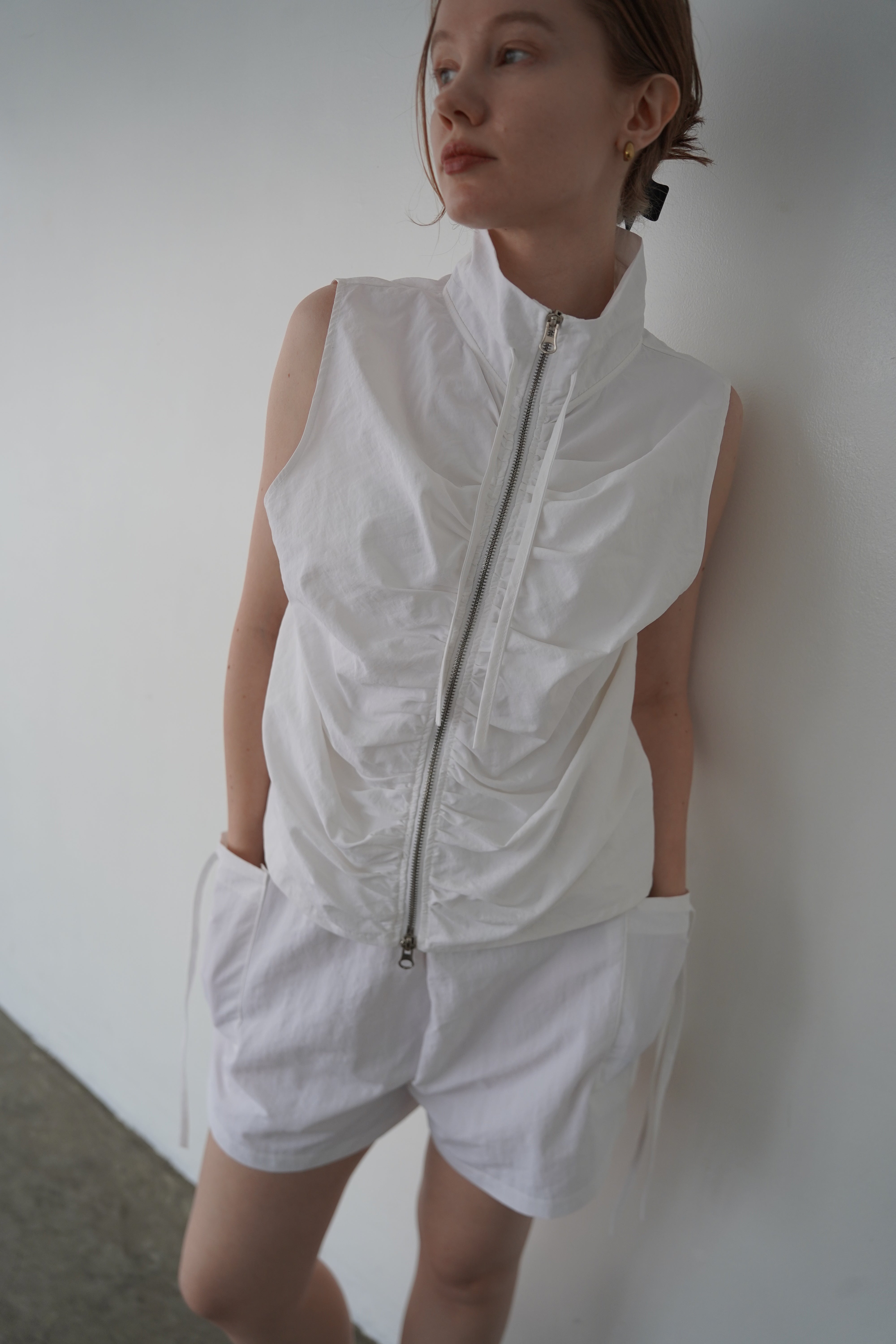 Zip gather half pants SETUP