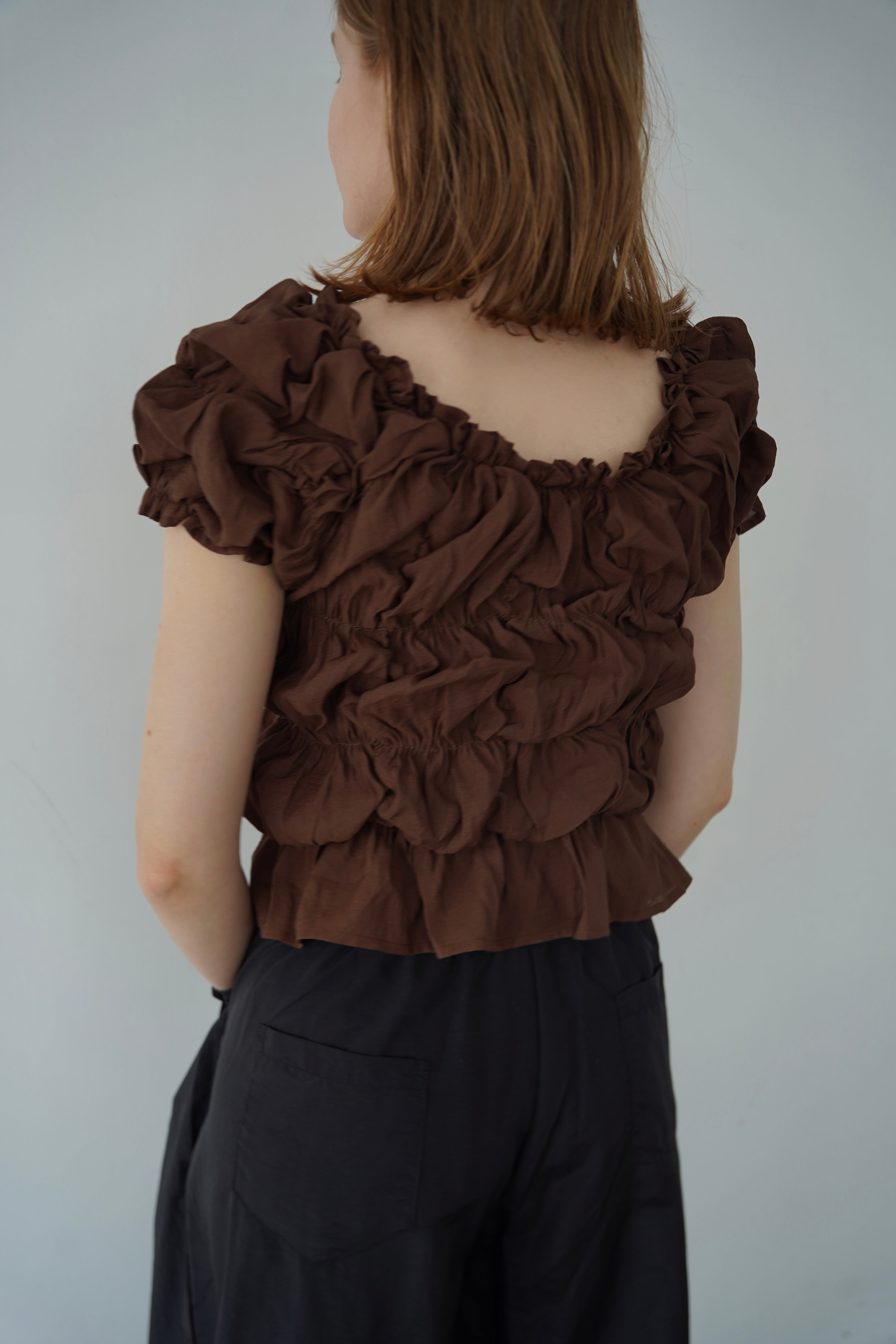 Shirring  puff volume tops
