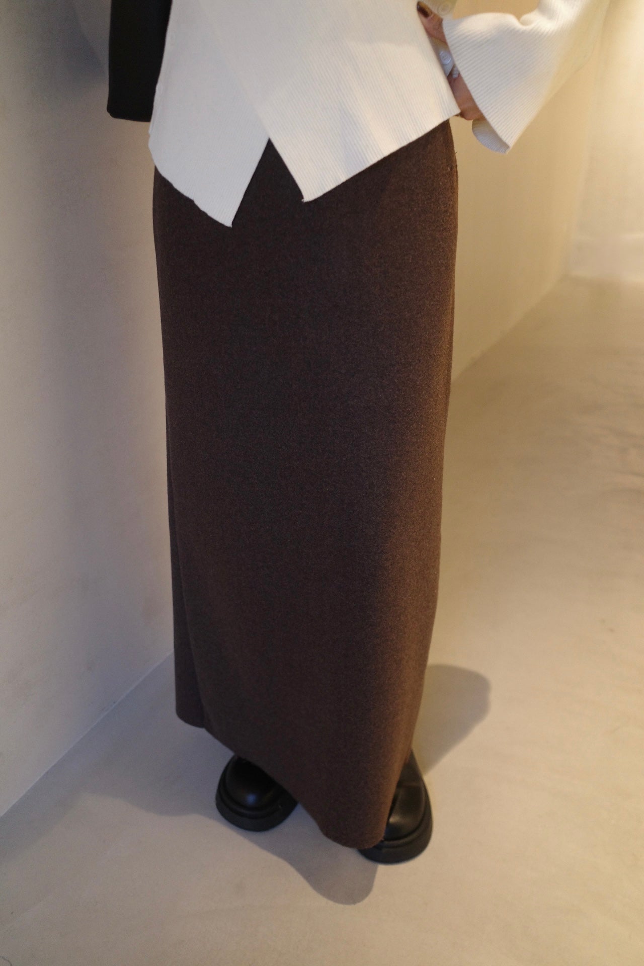 Wool soft long skirt