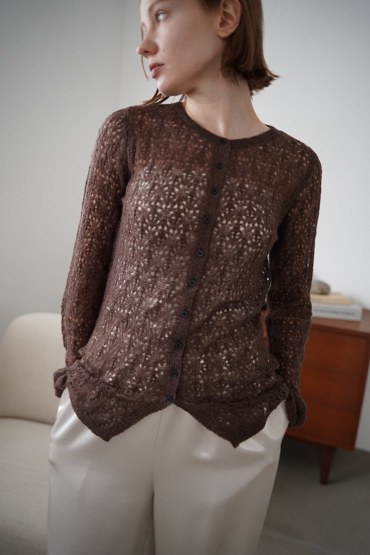 Mohair Touch Openwork Cardigan