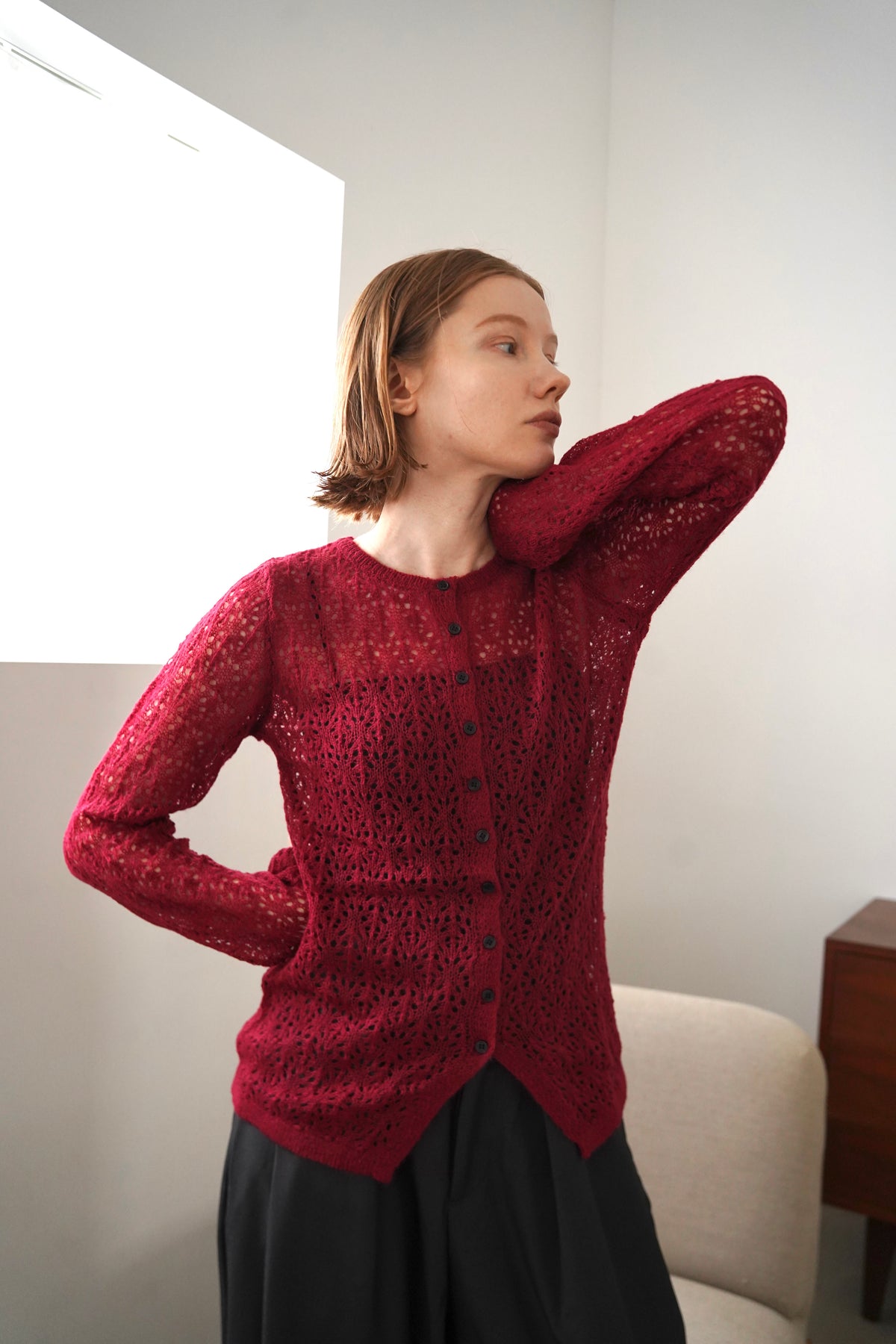 Mohair Touch Openwork Cardigan