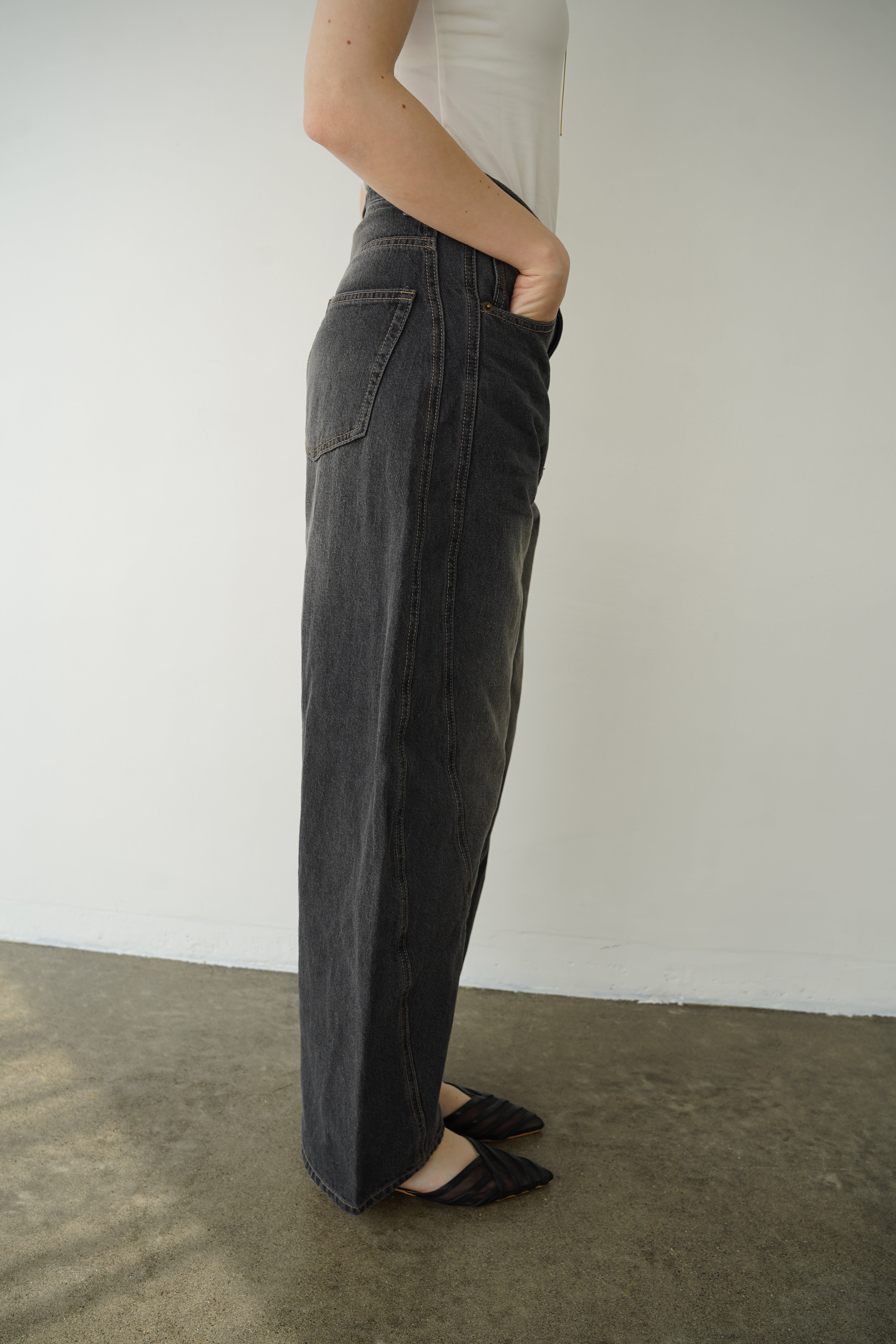 Curve balloon denim pants