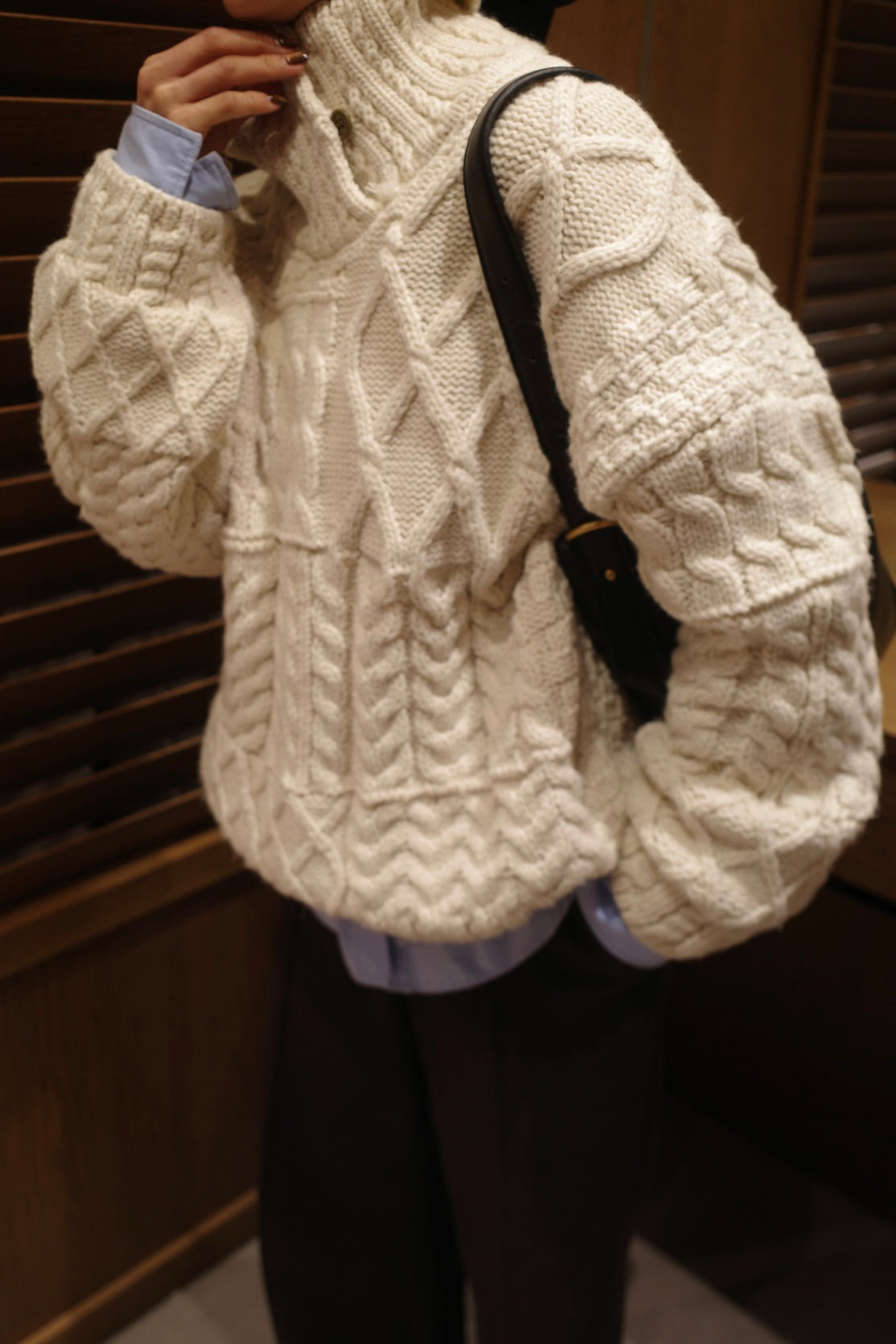 Asymmetric cable knit