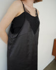 Race satin camisole one-piece