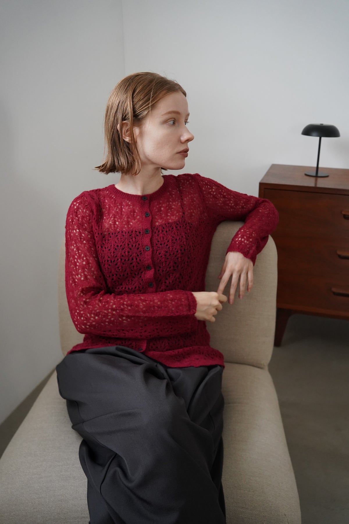 Mohair Touch Openwork Cardigan