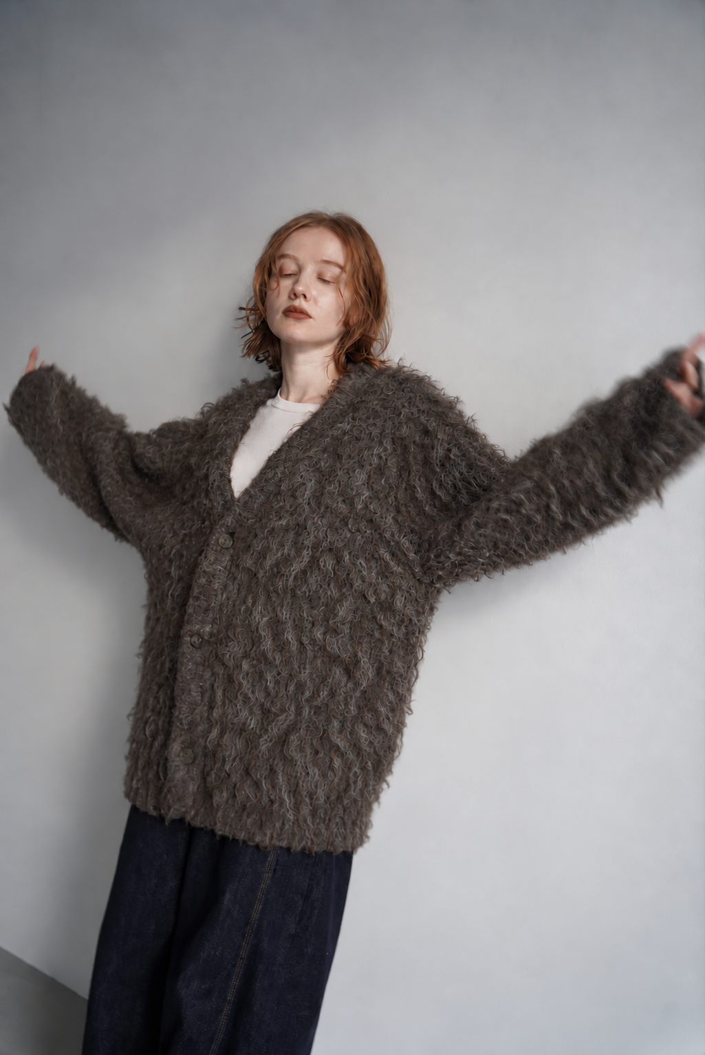 Shaggy mohair cardigan