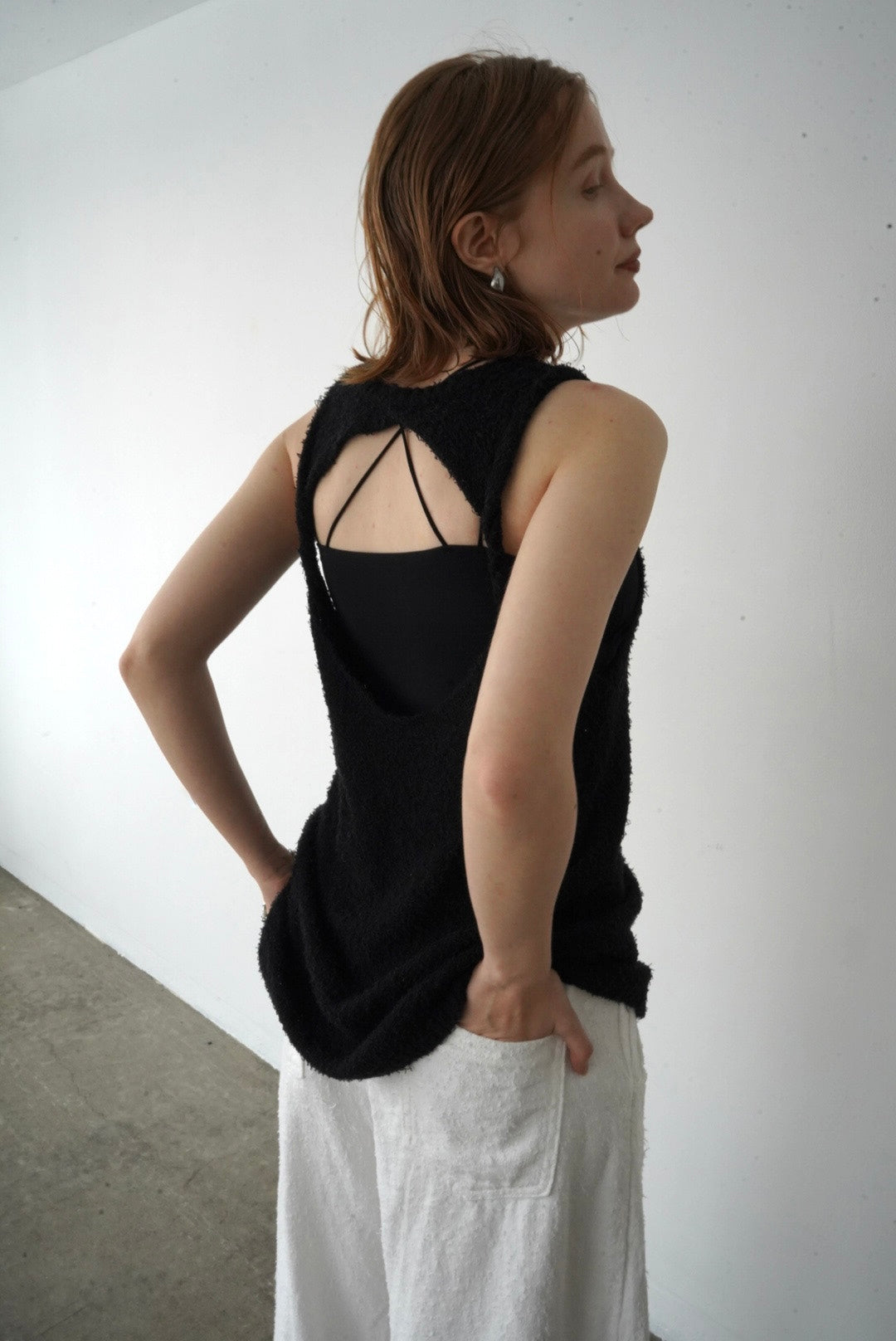 Back open knit tops